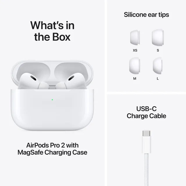 Apple AirPods Pro (2nd Generation-USB C) TWS Earbuds with Active Noise Cancellation (IP54 Water Resistant, MagSafe Case, White) - 1st Copy clone