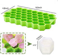 Ice Cube Trays Silicone Ice Cube Molds, Easy-Release and Flexible 37 Ice Trays BPA Free, for Whiskey Cocktail, Stackable and Safe Ice Cube Honeycomb Small Cubes Fridge Bar Soft Tray (with Lid) (1)