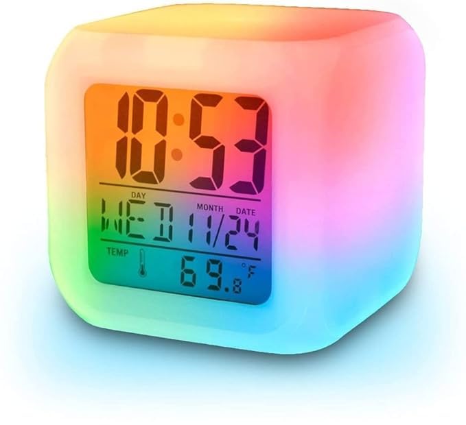 Digital Color Change Led Alarm Clock Calendar Temperature Desktop Digital Clocks Table Backlight Light Decoration Clock