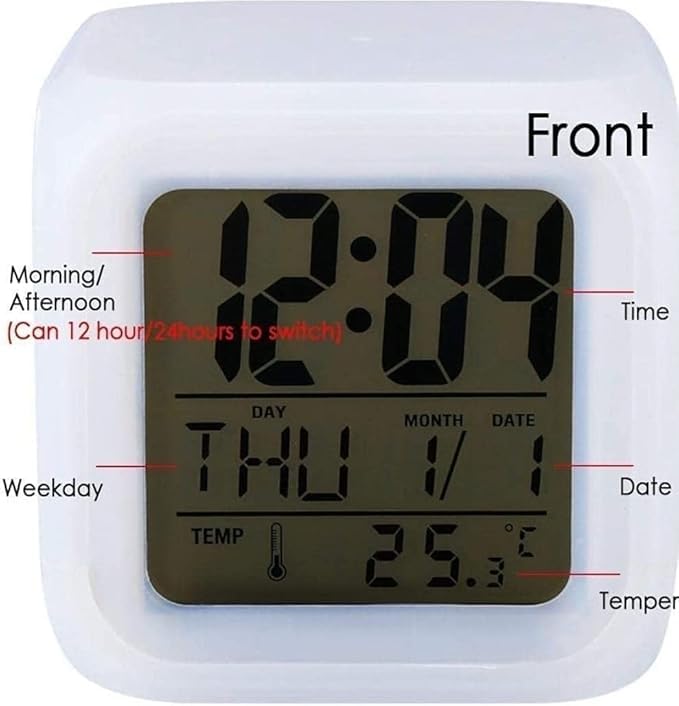 Digital Color Change Led Alarm Clock Calendar Temperature Desktop Digital Clocks Table Backlight Light Decoration Clock