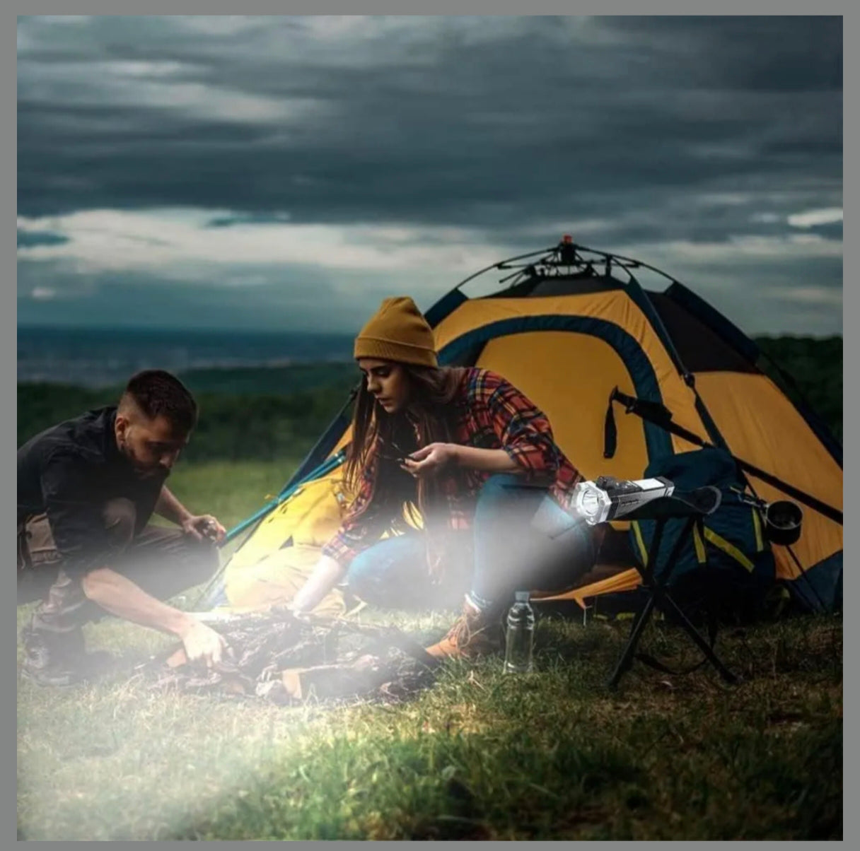 4-in-1 LED Torch Lights Rechargeable Emergency Torch Light 3W USB Charge Flashlight - High Power Long Distance Beam Range 4 Mode Torch for Outdoor, Indoor, Hiking, Walking, Camping (Multi)